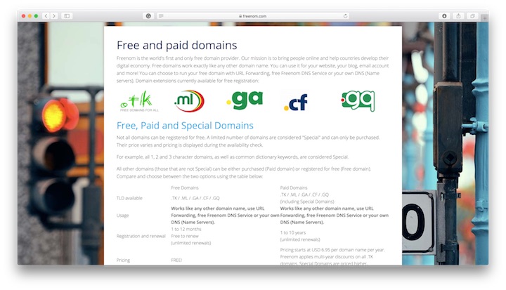 Freenom Free Domain Name Register